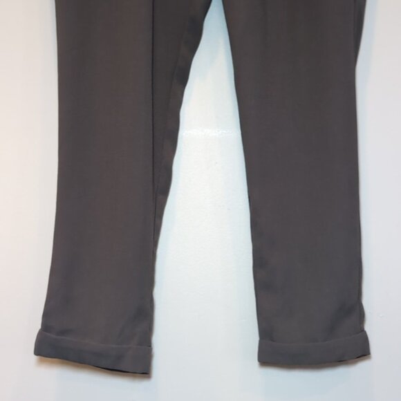 GAP Flowy Ankle Pants Cuffed Pull On Trousers Elastic Waist Graphite Gray - Picture 4 of 13